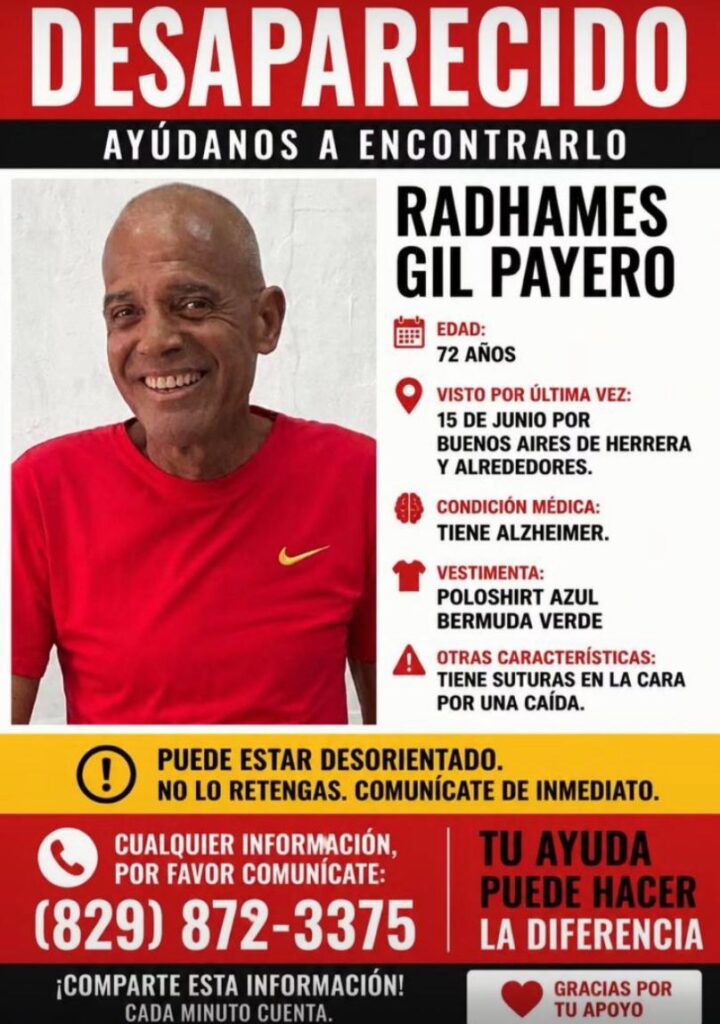 Buscan a hombre de 72 años desaparecido en Herrera